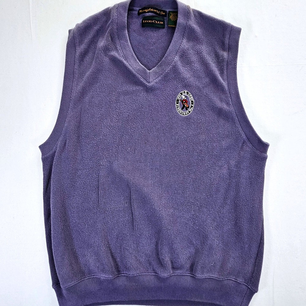 Vtg Izod Club 1999 US Open Pinehurst No 2 Golf  Vest Purple Mens Large Cotton